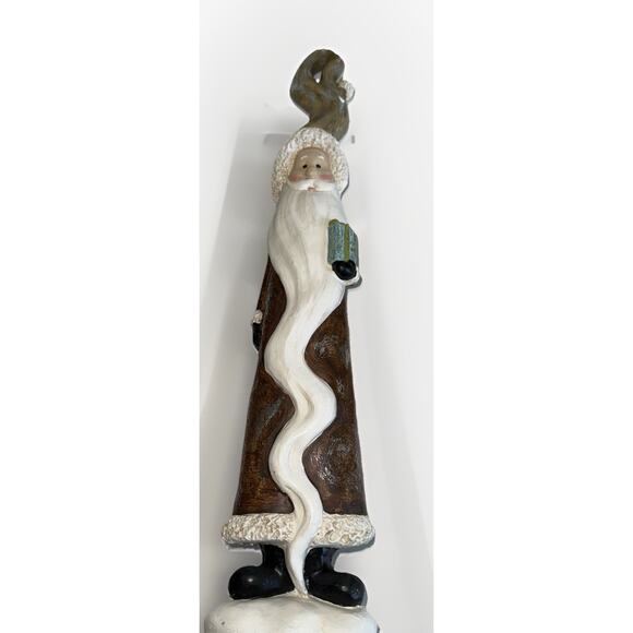 Red Vintage Santa Belsnickle German Style figurine, 18” Tall Silver Tone - Picture 3 of 7